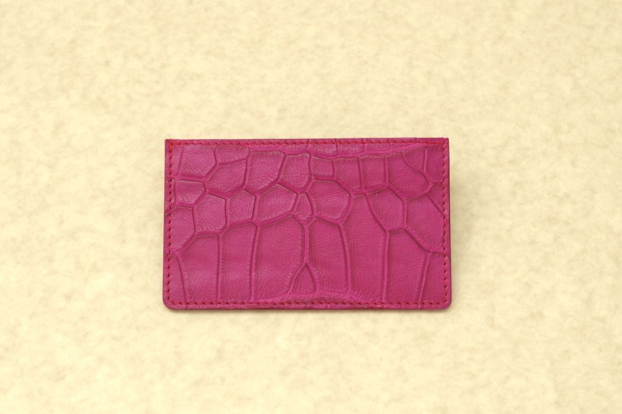 クロコダイル名刺入れ　フューシャピンク
