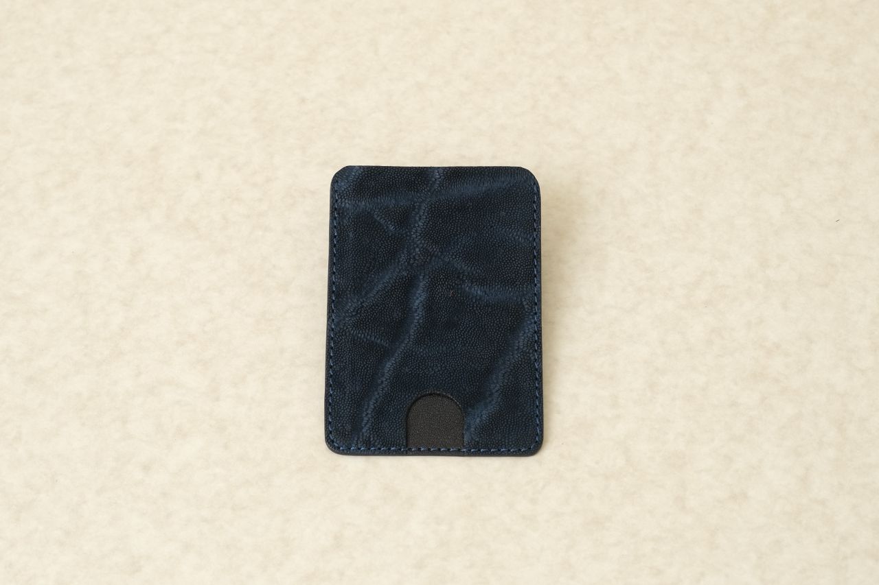 ゾウ革ネイビー②のパスケース/カードケース